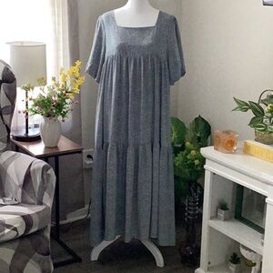 Cottagecore Elegant Gray Maxi Dress
